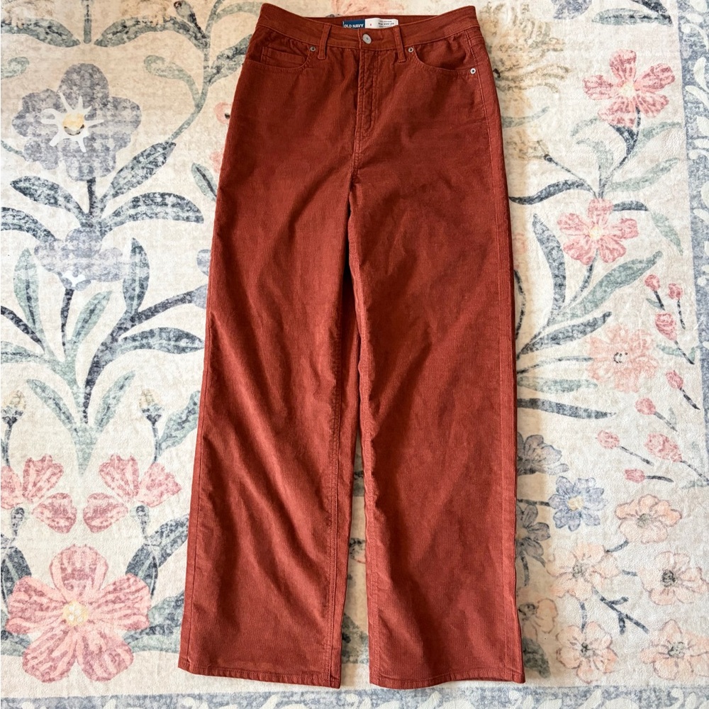 Old Navy Sky-Hi Wide Leg Extra High-Rise Corduroy Pants - Rust